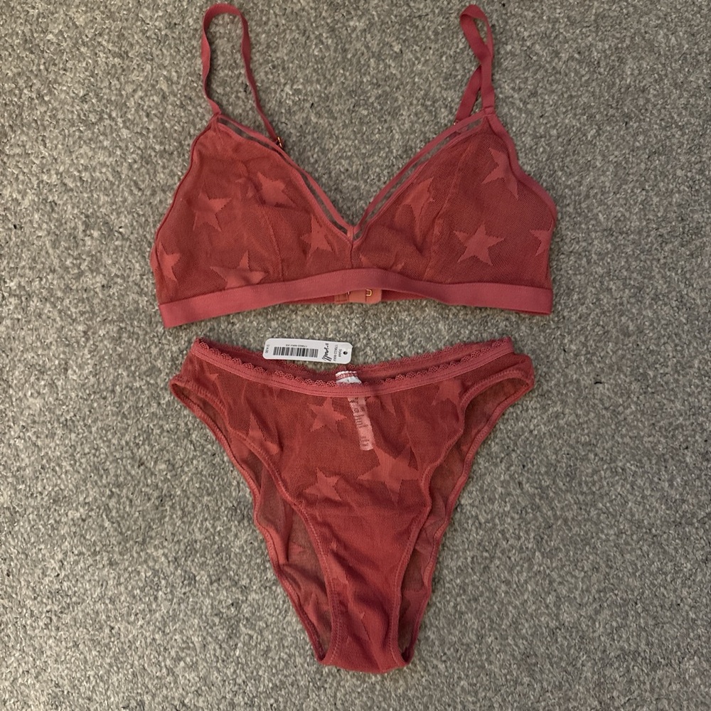 Star Patterned dusty rose Lingerie Set